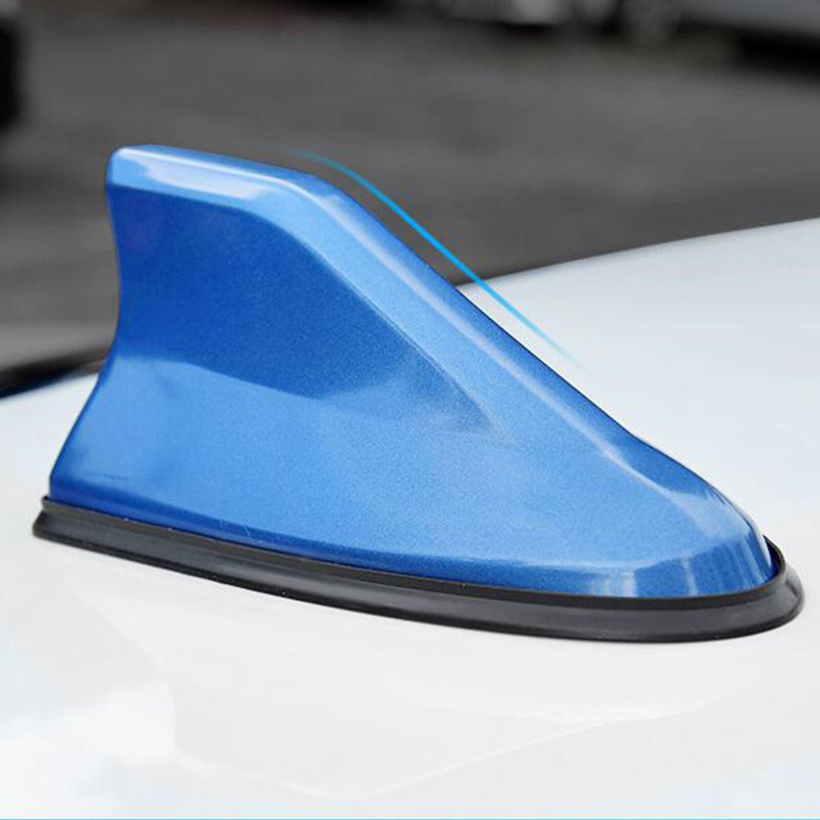 Universal Blue Car Shark Fin Roof Antenna FM/AM Radio Signal Waterproof Aerial