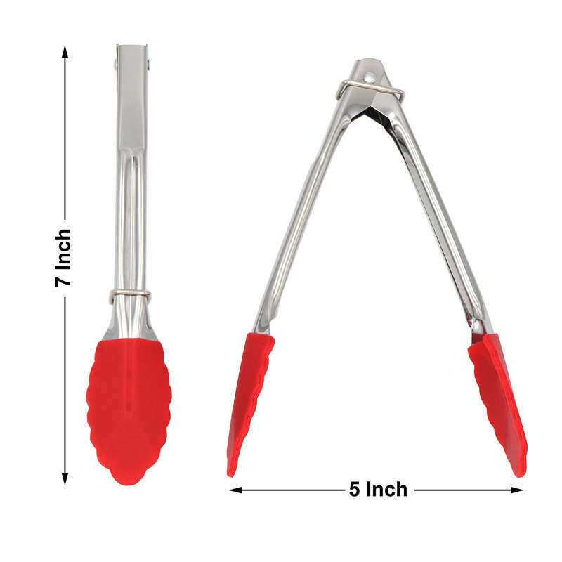Small Tongs With Silicone Tips 7 Inch Kitchen Tongs – Set Of 3 - Perfect For SQ6