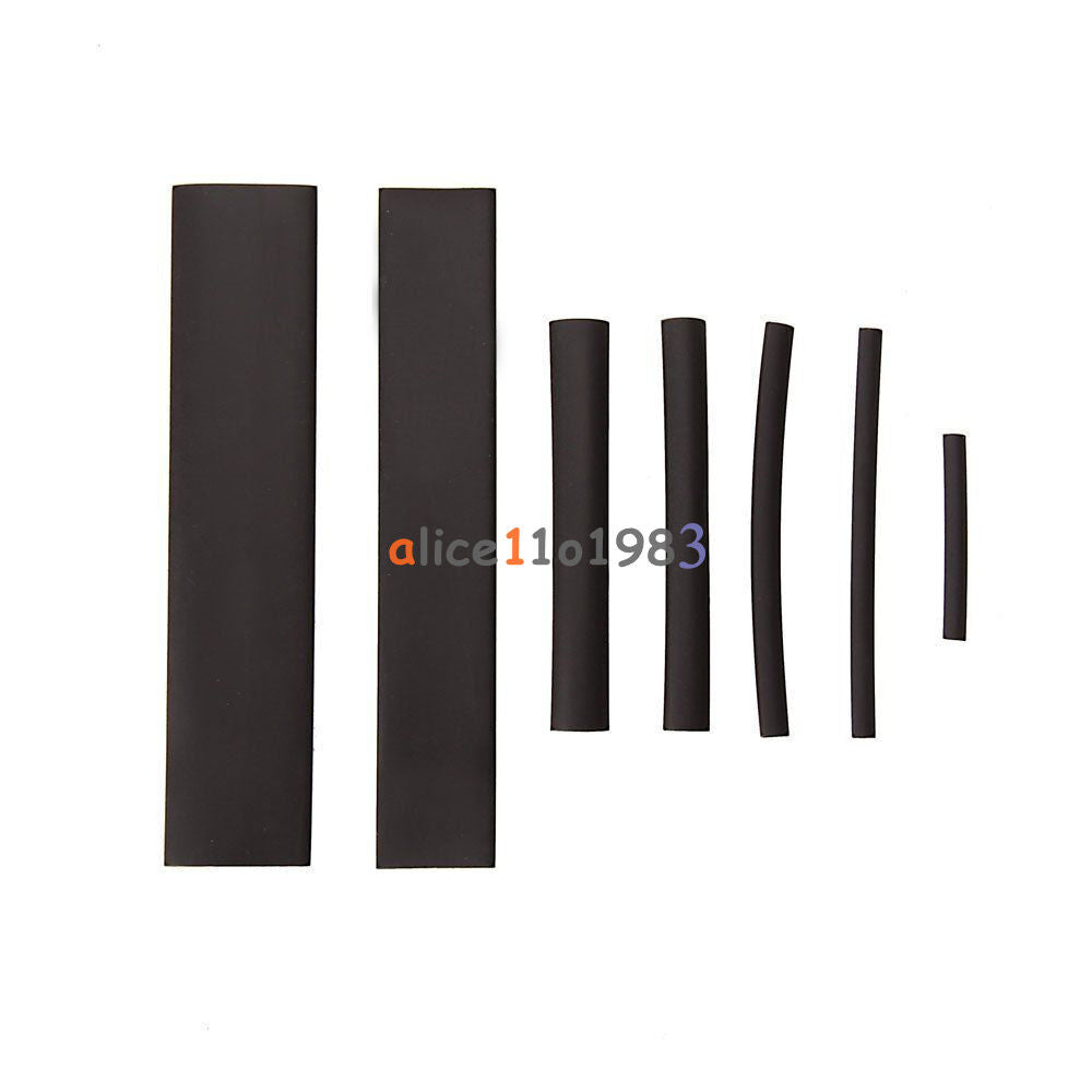 127Pcs Black Glue Weatherproof Heat Shrink Sleeving Tubing Tube Assortment Kit