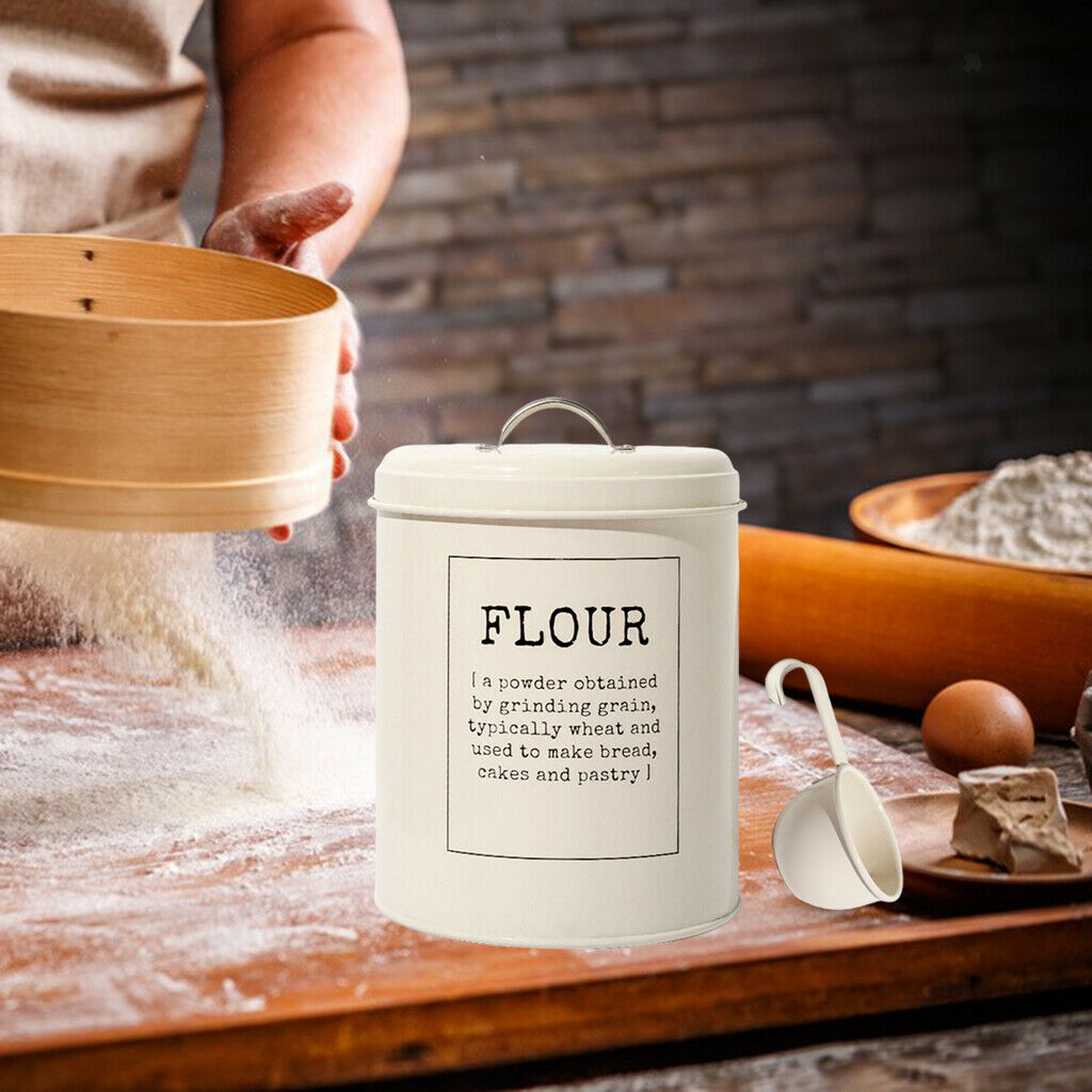 Metal Kitchen Food Flour Storage Tin Canister 5 litres Container 6.7x8 inch