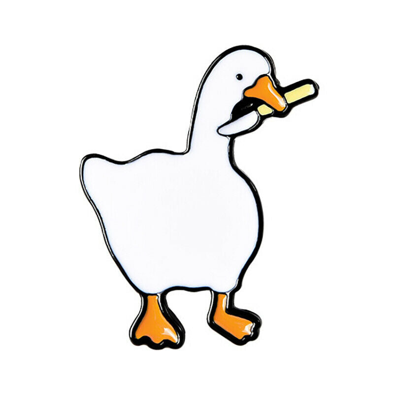 Fun game goose Brooches cartoon cute enamel white goose Badge Lapel  pins Rf