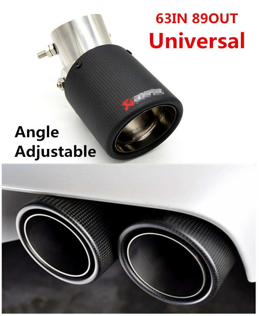 Universal 63MM IN-89MM OUT Auto Car Exhaust Pipe Muffler Tip Carbon Fiber Look