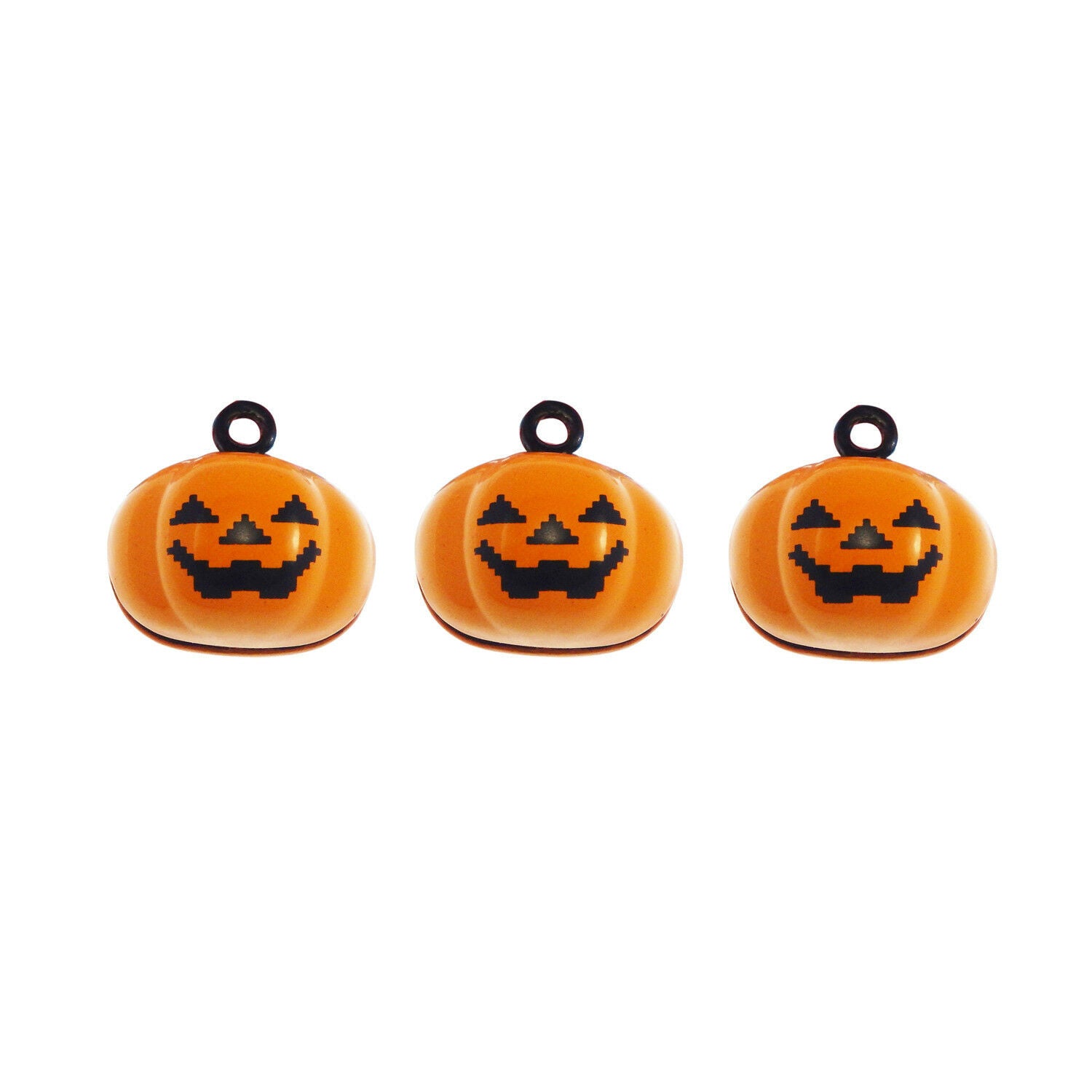 5pcs Orange Color Halloween Pumpkin Bells Alloy Pendants Charms Jewelry 53561