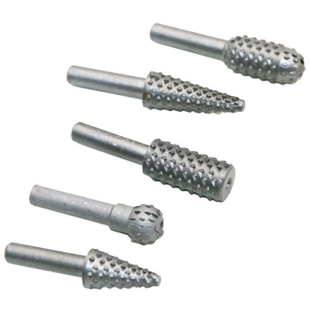 5 Pieces Rotary File Rasp Carbide Burrs Wood Carving Bits Set Woodworking