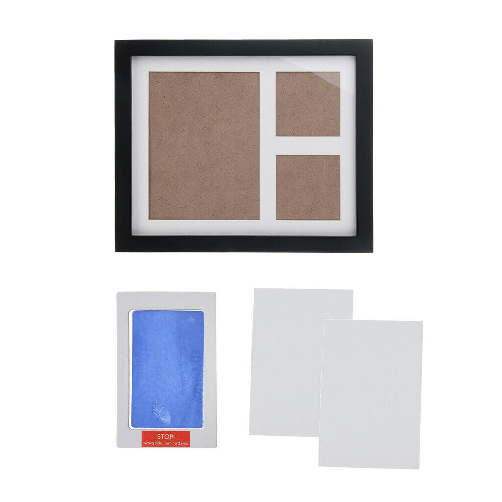 Baby Handprint Footprint Frame Set Kit with Ink Pad for Boy Girl Light Blue