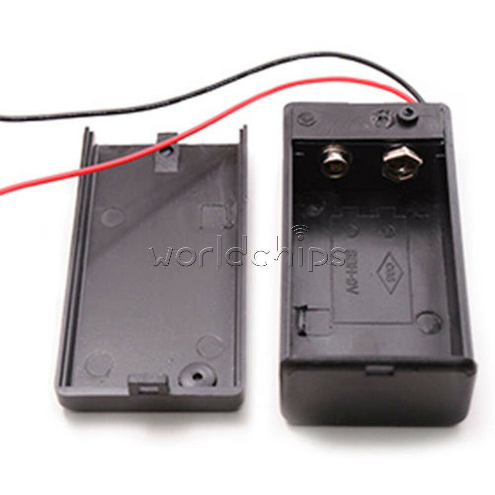 PP3 9V Battery Holder Box Case Wire Lead ON/OFF Switch Cover + DC 2.1mm Plug