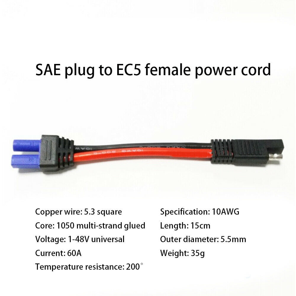 10AWG 15cm SAE Plug to EC5 Female Power Cord For Car Battery Solar Battery Cable