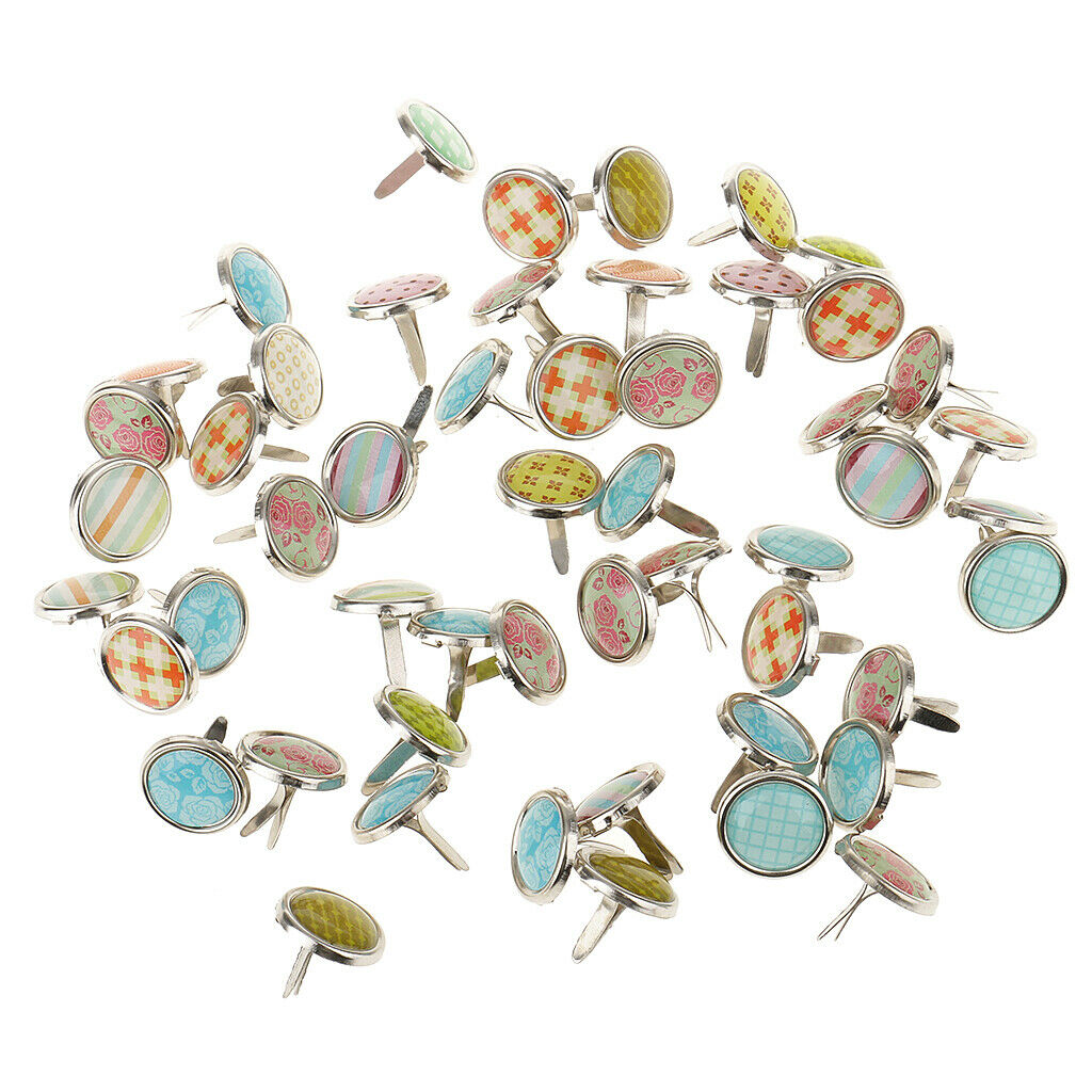 50x Assorted Metal Split Pins Brads Paper Fasteners for Scrapbooking Craft