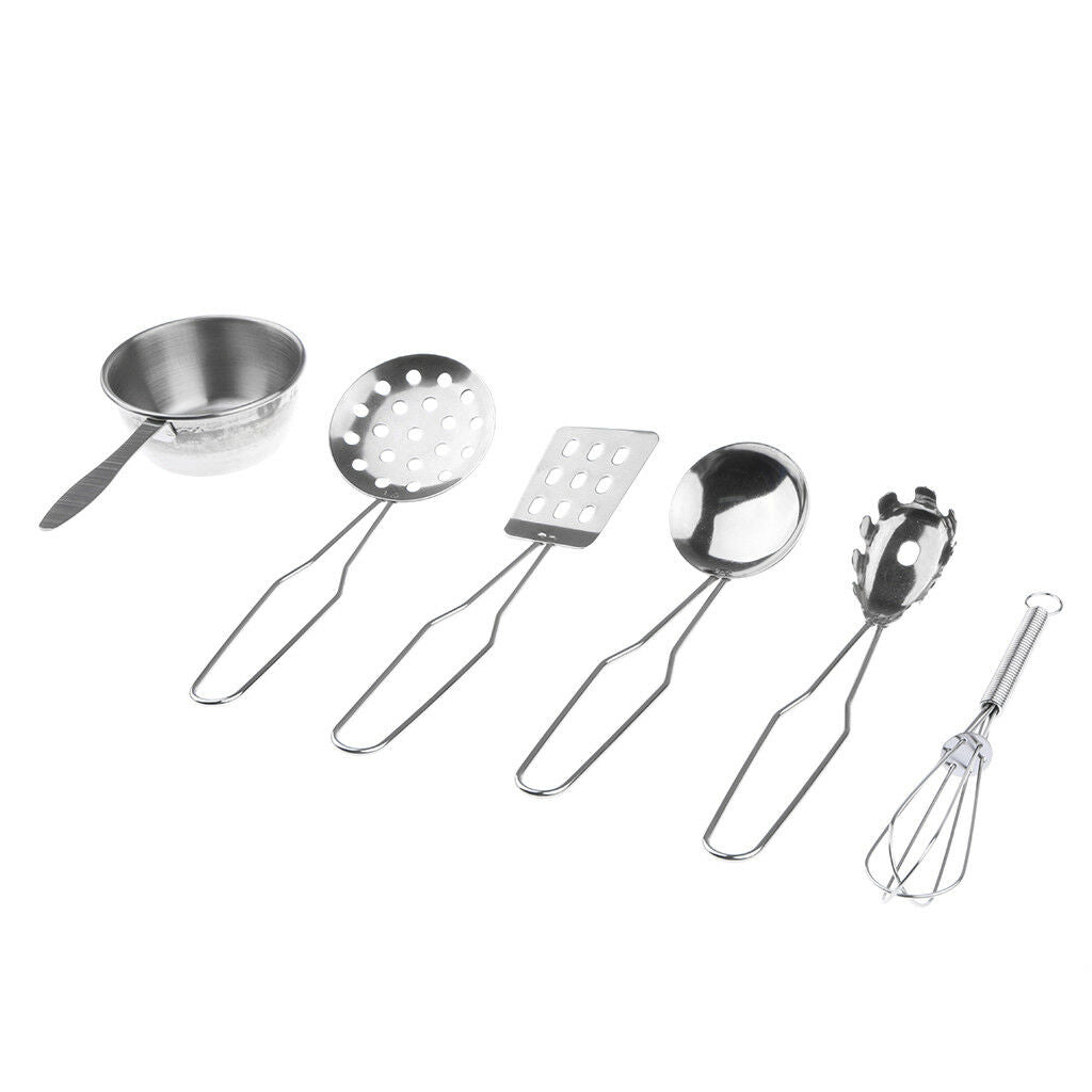 Kids Kitchen Utensil Set C -6 Stainless Steel Cooking Utensils for Role Play