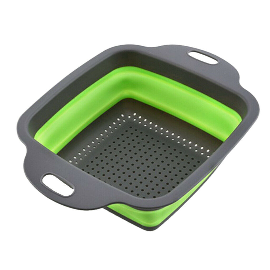 Collapsible Colander Basin Kitchen Strainer Seive Drainage Basket Green L