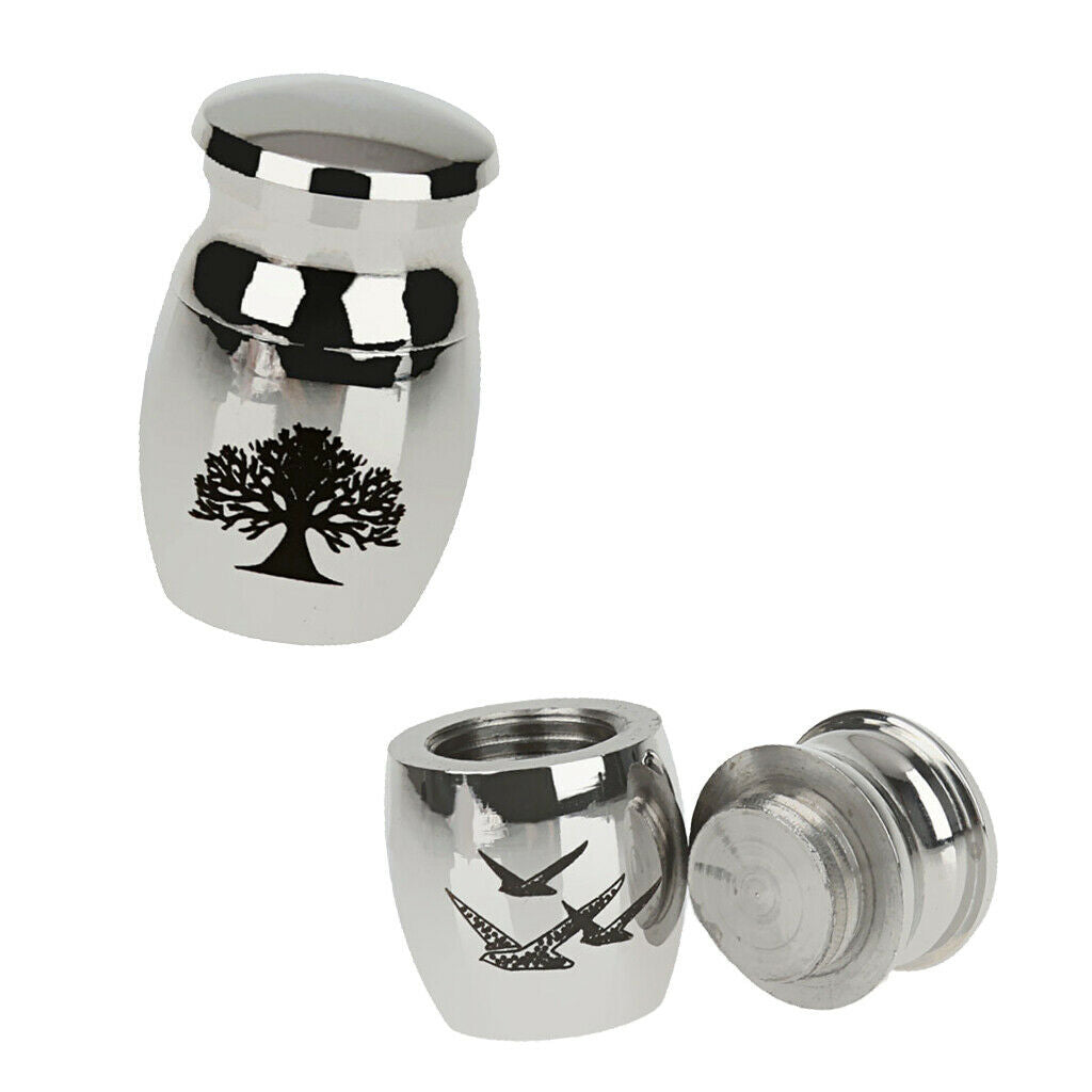 4pcs Pigeon Tree Of Life Pattern Stainless Steel Cremation Urn Ash Memorial