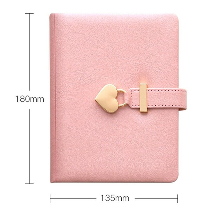 Heart Shaped Combination Lock Diary with Key Personal Organizers Secret ebook T7
