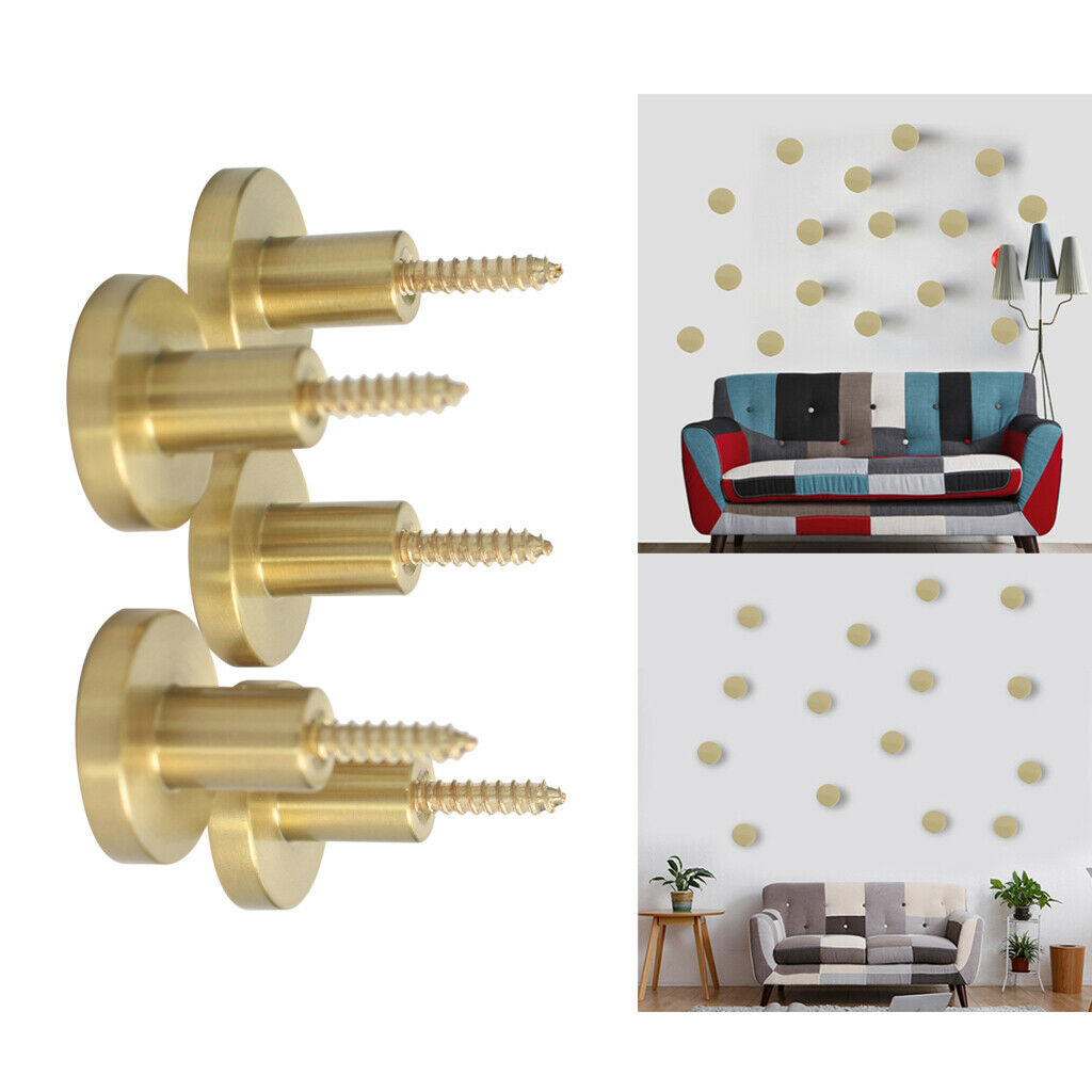Set of 5 Brass Wall Mounted Porch Hooks Wardrobe Kitchen Coat