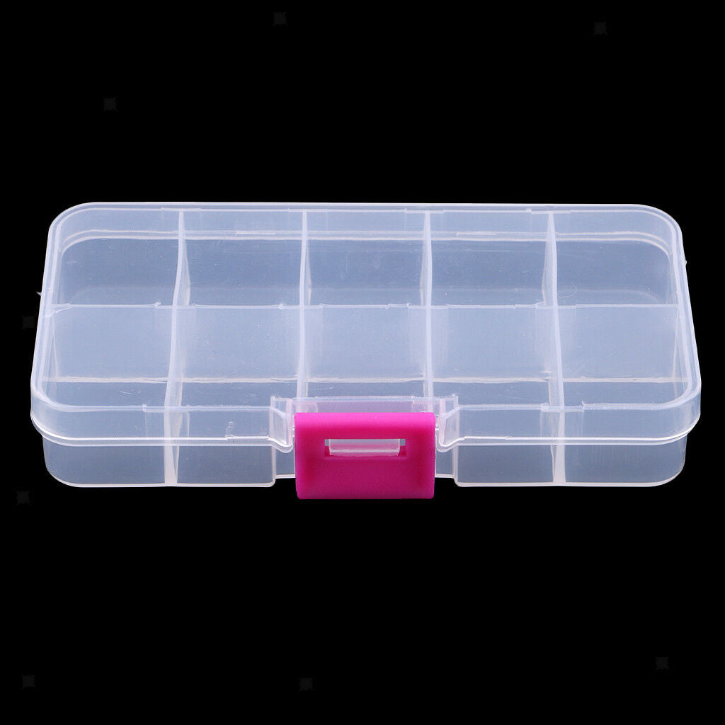 Clear Plastic Storage Organiser Craft Beads Jewellery Tool Box Case 10 Grids