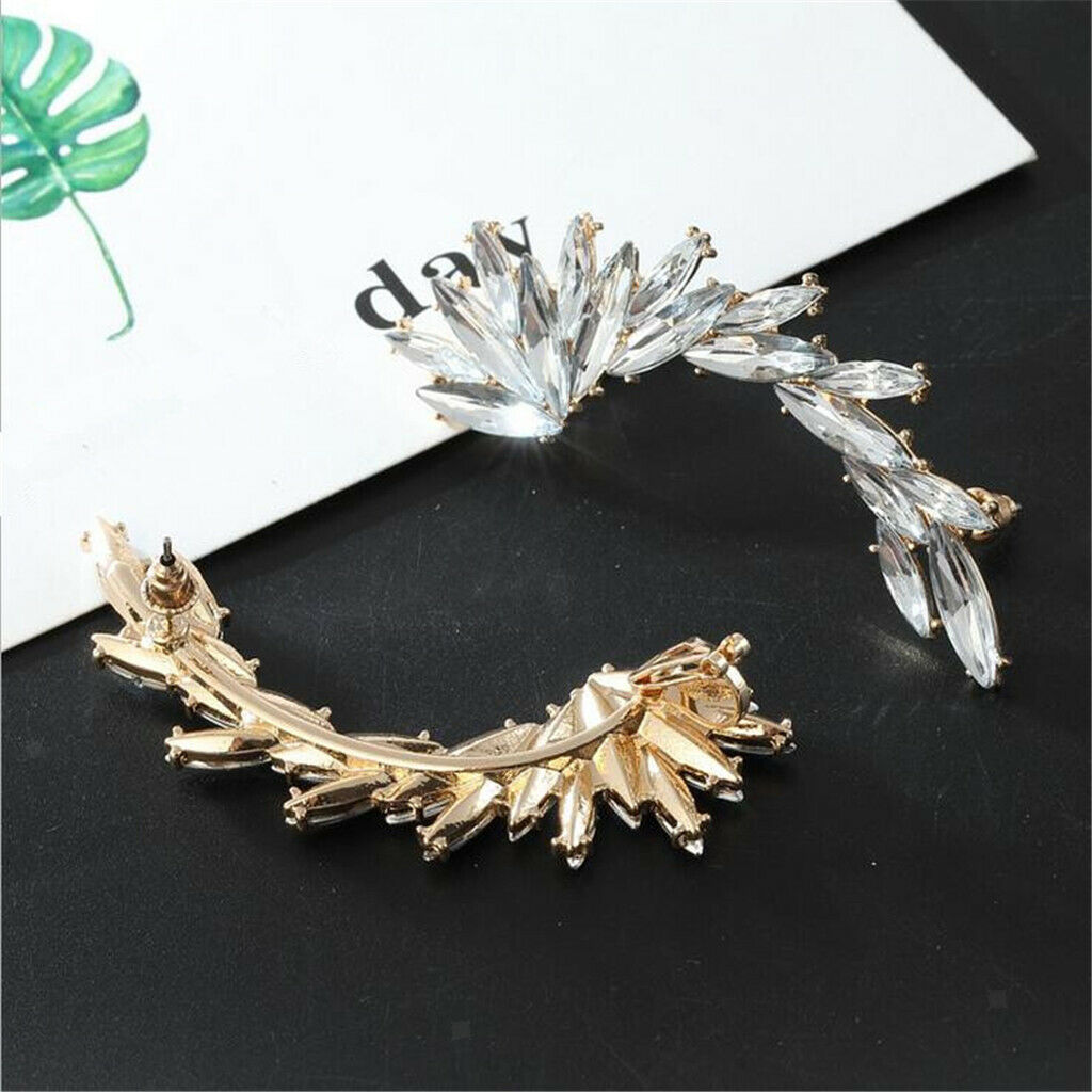 2 Pair Girls Tree Leaf Crystal Rhinestone Ear Cuff Stud Ear Jewelry Gifts