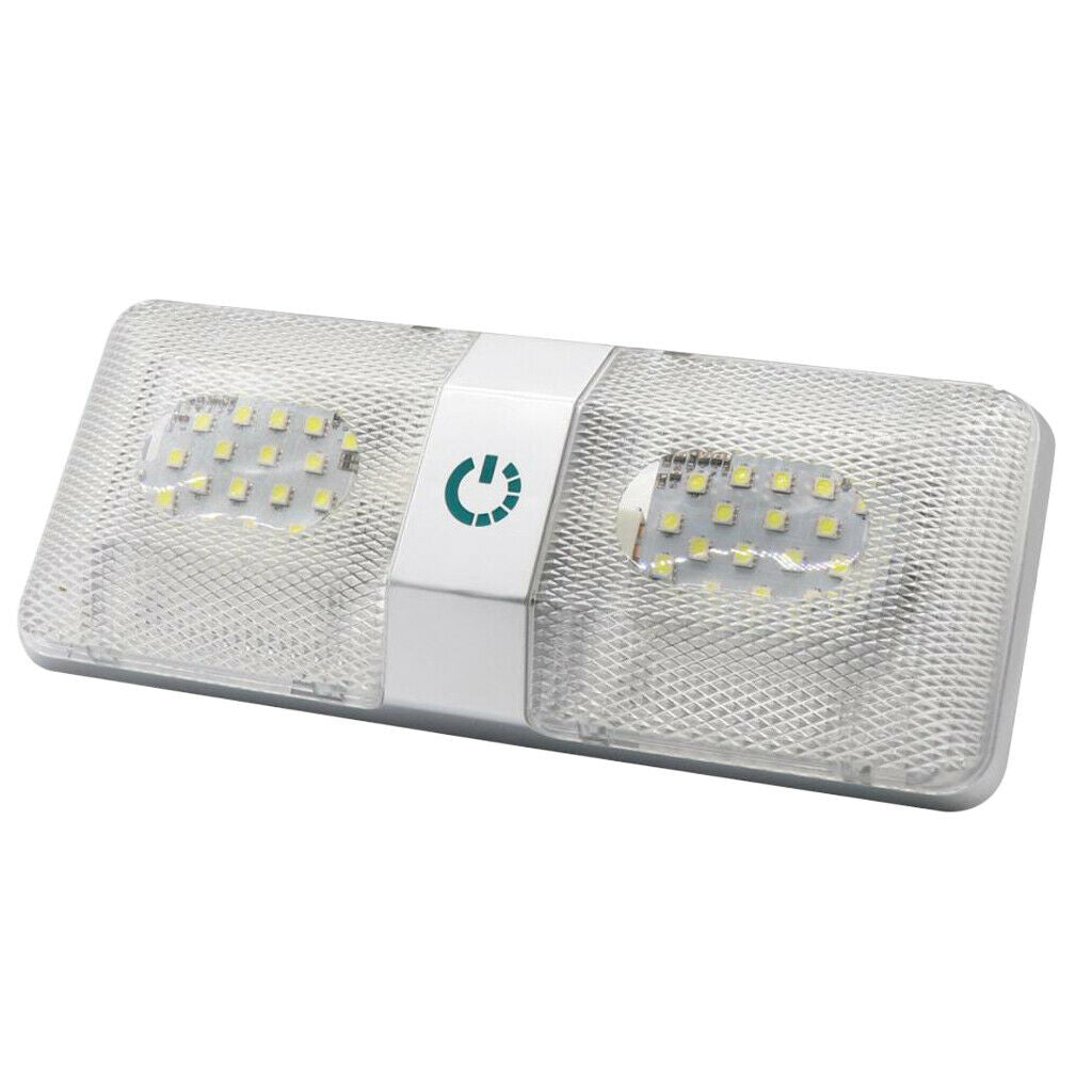 48LED Double Lamp Touch Dimmable Car Reading Light DC11-18V 6000-6500k 6W