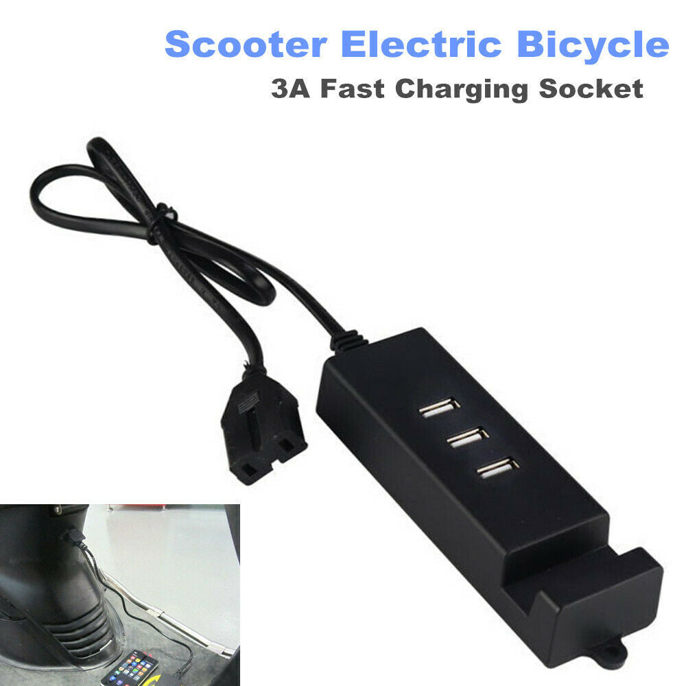 Scooter Electric Bicycle 3A Fast Charging Socket Port USB Charger 9V-90V Input