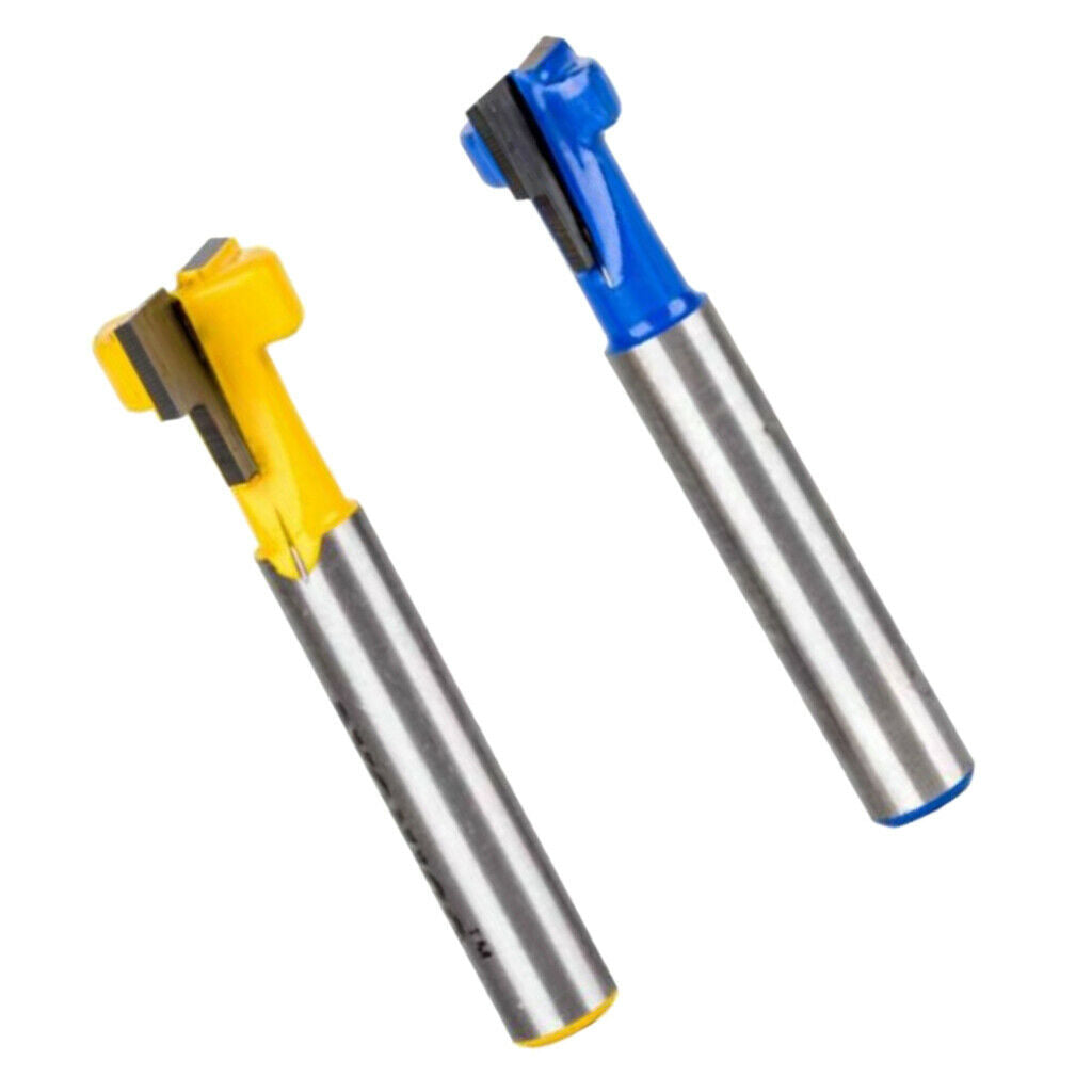 2Pieces 1/4" Shank Keyhole T-Slot Woodworking Cutter Router Bit 3/8" & 1/2"