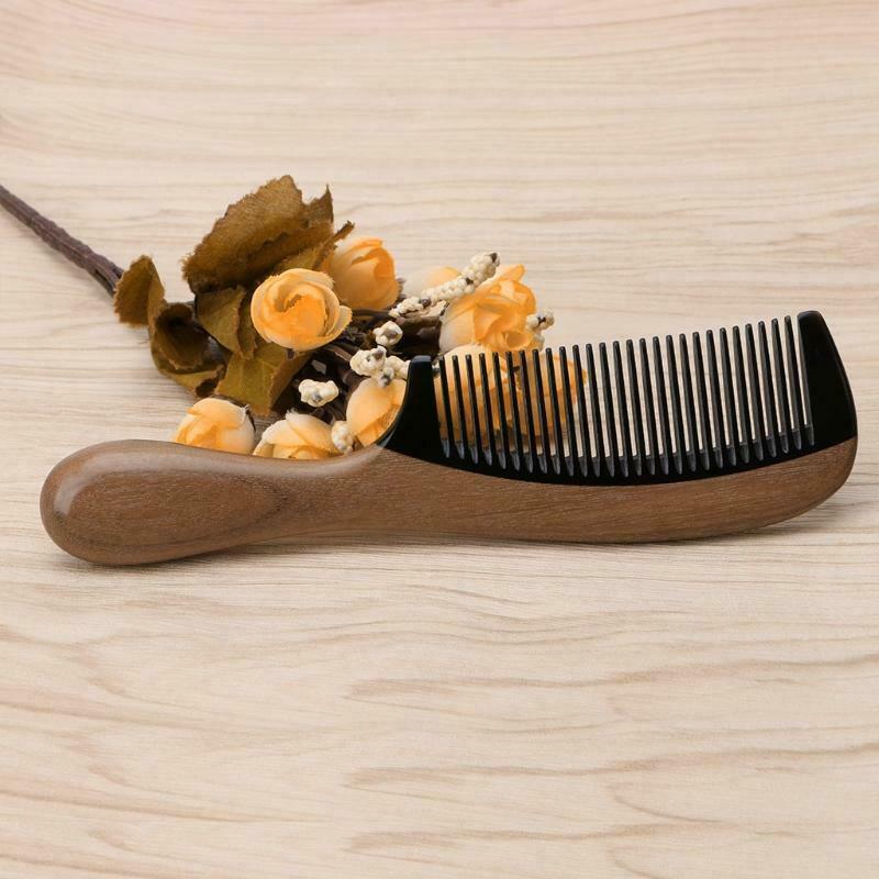 Pro Natural Ox Horn Green Sandalwood Fragrant Comb Wooden Handle Combs Hair Care