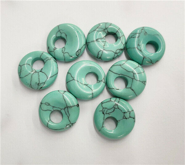 8Pcs 20mm Green Turquoise Round Donuts Pendant Bead DIY Jewelry Necklace HH210