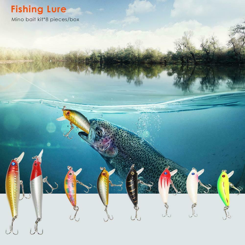 8pcs Minnow Fishing Lures 11cm Artificial Hard Bait Wobblers Crankbait Carp @