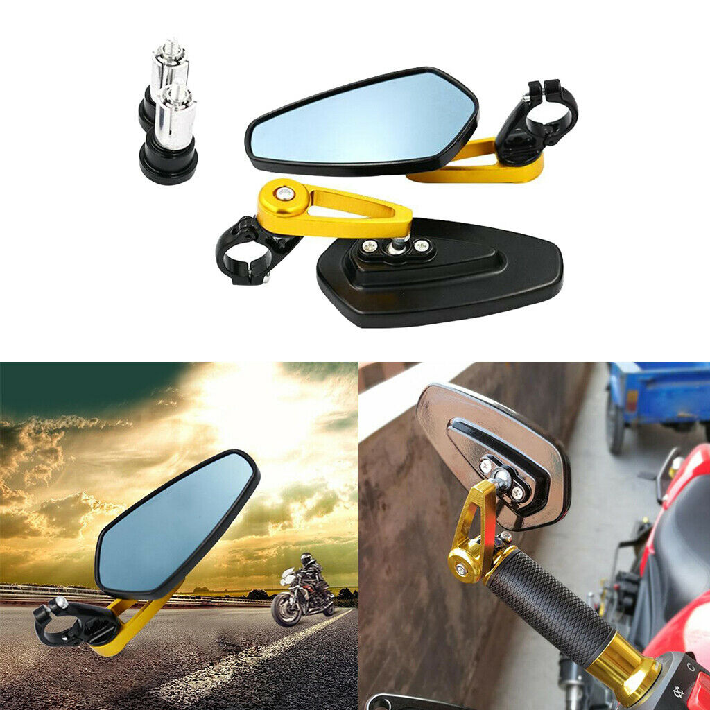 Yellow Motorcycle Rear View Mirrors Motorbike with Screws Universal Fit