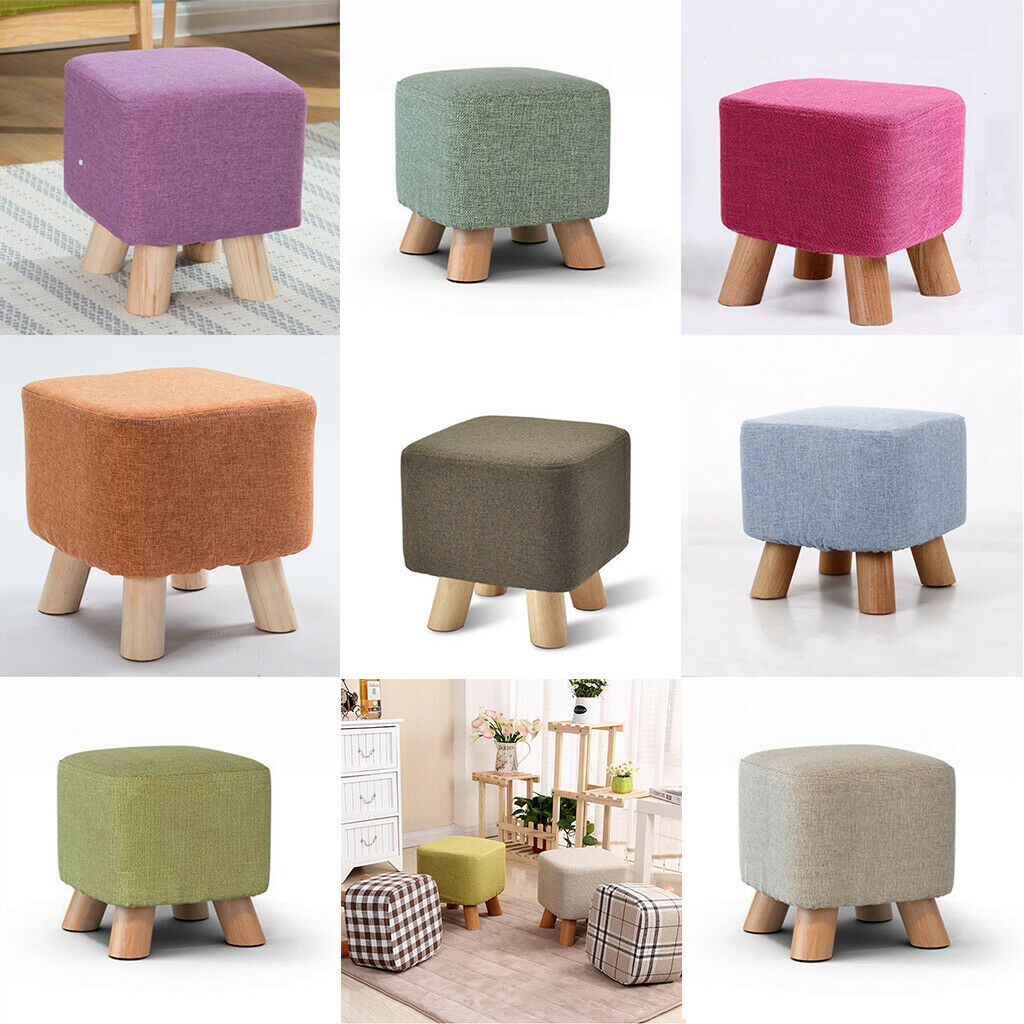 Soft Breathable Stool Cover Cushion Sleeve for Footstool Orange+Light Gray