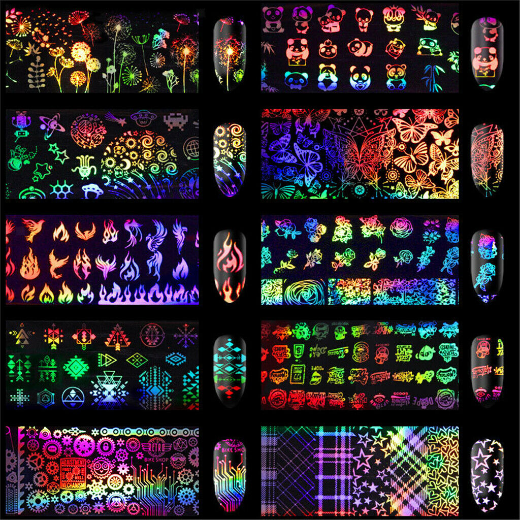 Women DIY Adhesive Nail Stickers Sky Flower Star Halloween Nails Decals