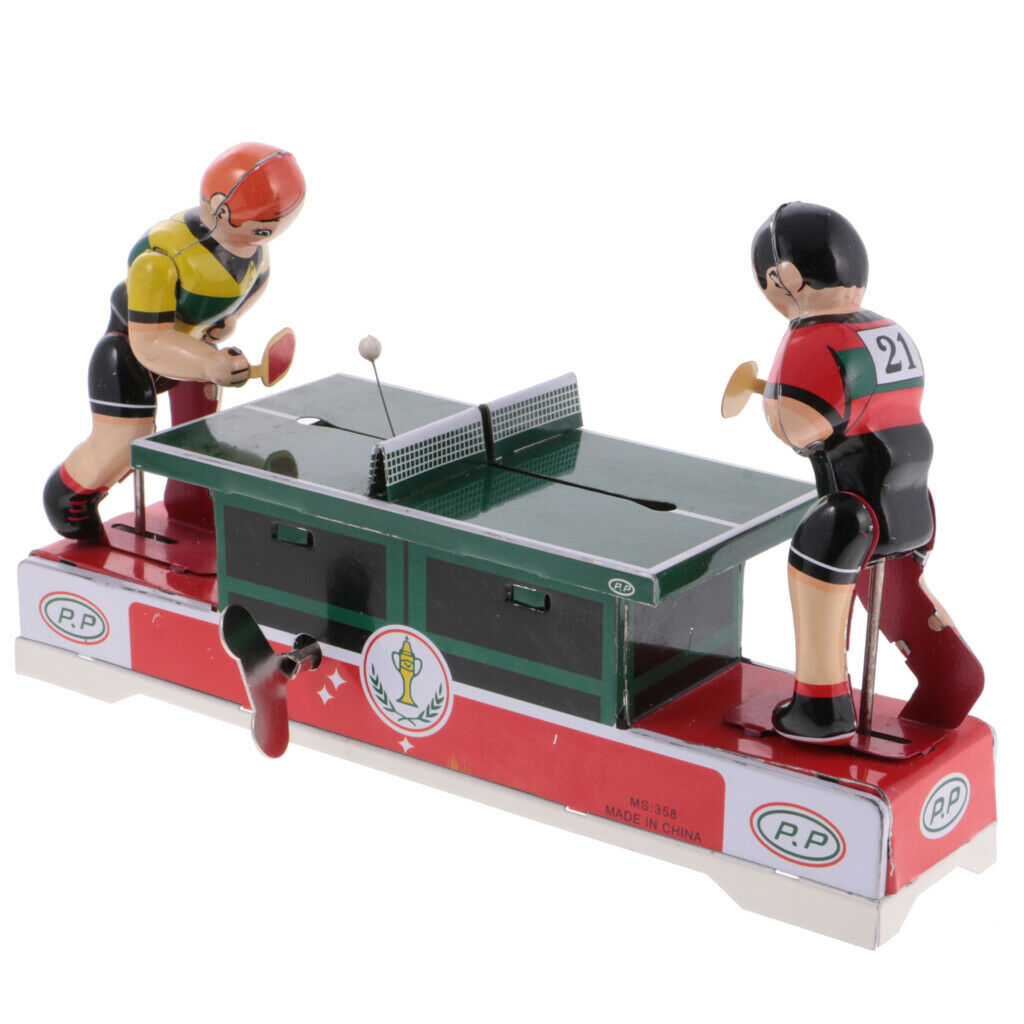 Classic Game Ping Pong Tin Toys Collectible Clockwork Wind Up