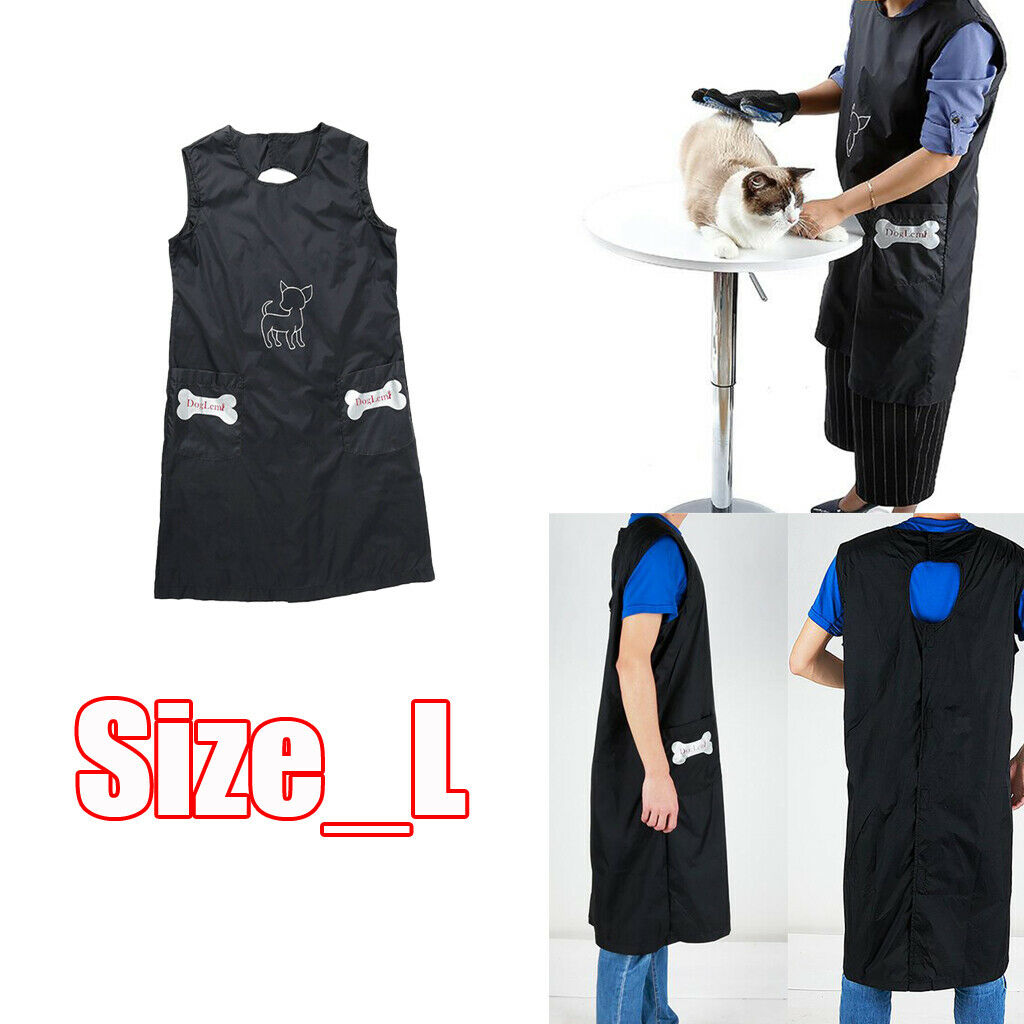Size_L Pet Grooming Apron Workwear Waterproof for Dog Beauticians Nylon