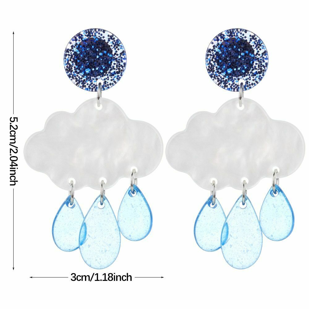 Ear Clip Fashion Jewelry Creative Cloud Earrings Raindrop Short Acrylic