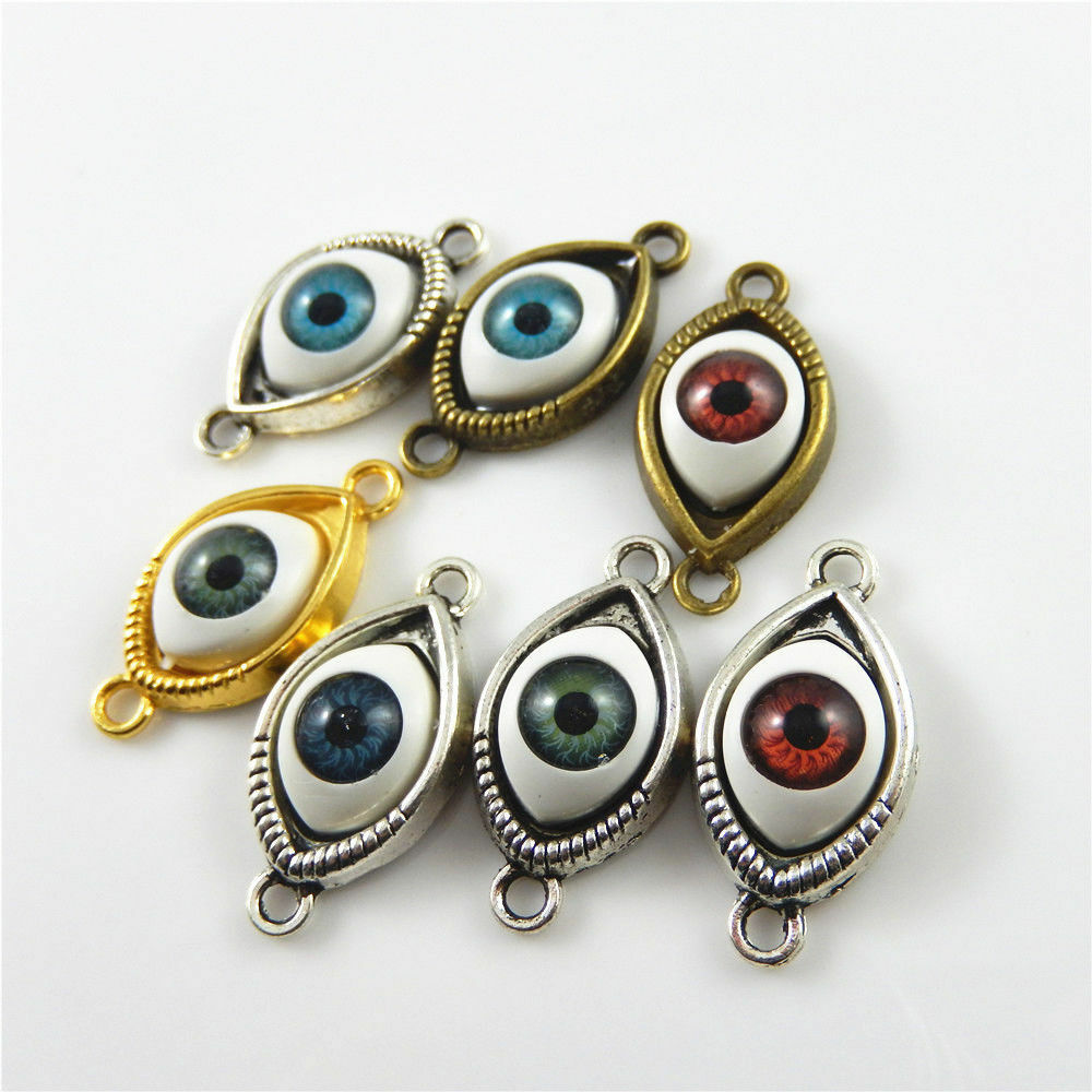 Mixed Colors Alloy Charms Evil Eye Look Pendants Jewelry Making 12pcs/lot 52623