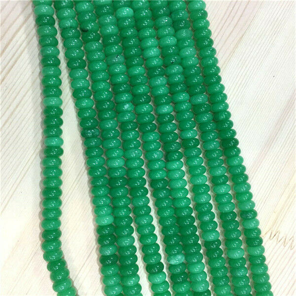 1 Strand/80Pcs 8x5mm Green Malay Jade Rondelle Abacus Spacer Beads 15.5" HH562