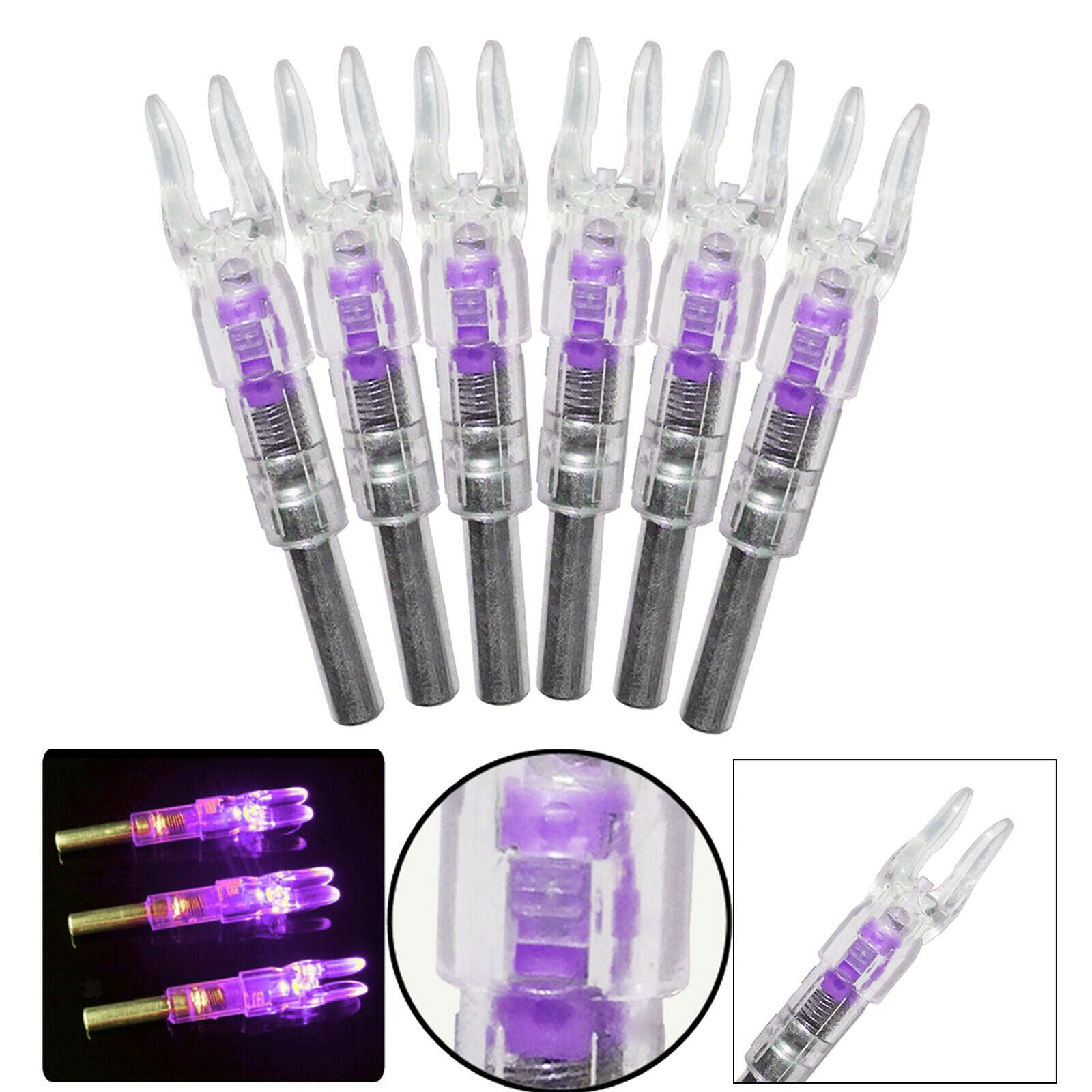 Hunting Luminous Lighted LED Arrow Nock Tail Fits 5.3mm Arrow Shaft Purple