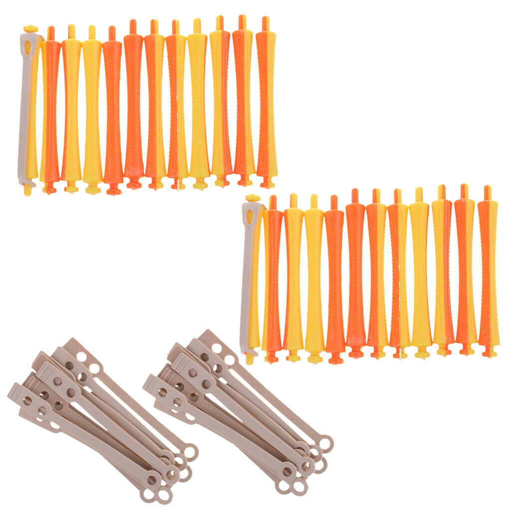 24x Salon Barber Perm Rods Heat Free Waves Curlers Rollers Clips 1.6x9cm
