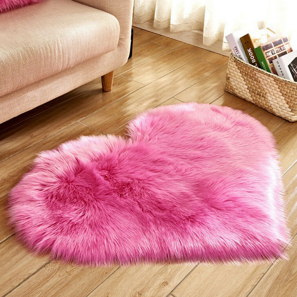 Artificial Wool Area Carpet Plush Floor Mat Sofa Car Seat Pad 15x19inch Pink