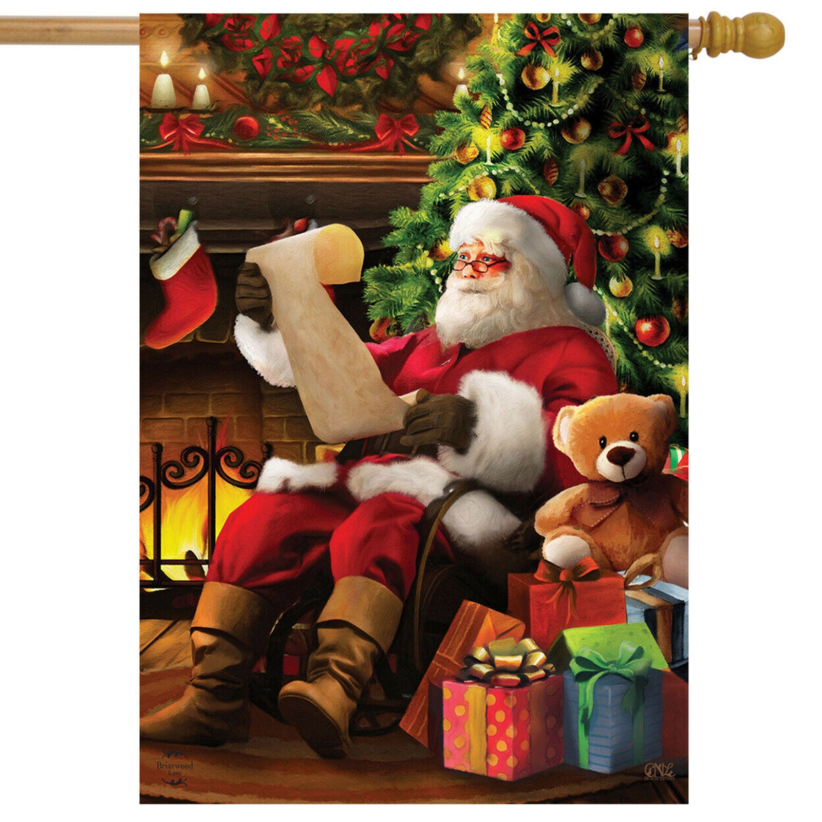 Naughty or Nice Christmas House Flag Santa Claus 28" x 40" Briarwood Lane New