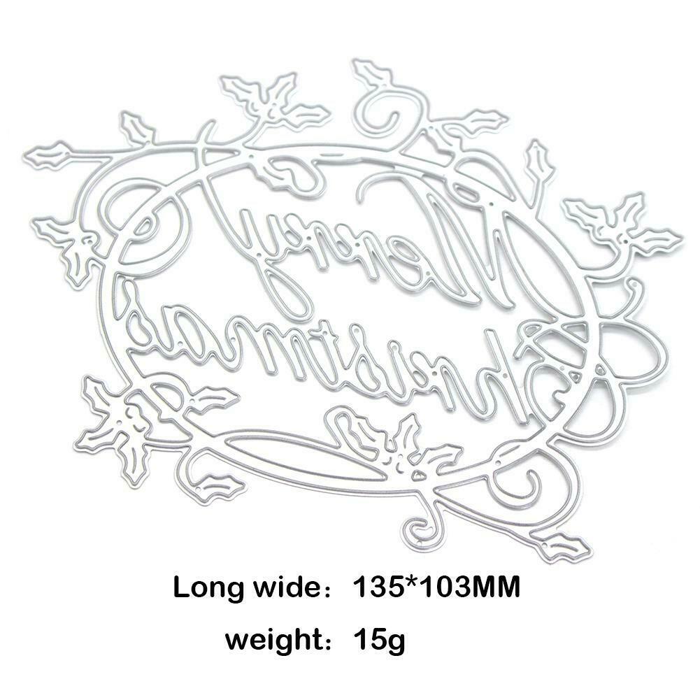 Christmas Words Cutting Die Stencil Scrapbooking Card Template DIY Craft @