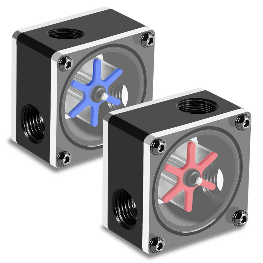 Water Cooling Flow Meter Indicator 3 Ways G1/4 Thread f/ PC Water Cooling System