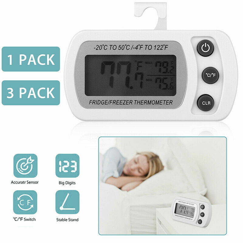 Wireless Digital Refrigerator Freezer Fridge Thermometer Temperature with Hook