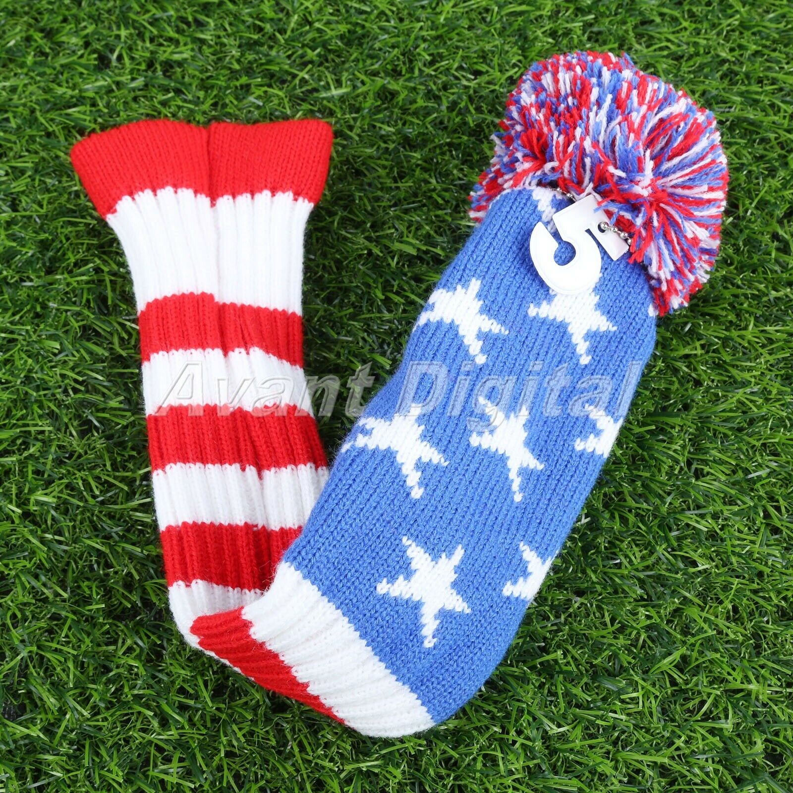 1Pack/3PCs Golf Club Iron Headcovers Knitted Pom Pom Blade Protective Case Cover