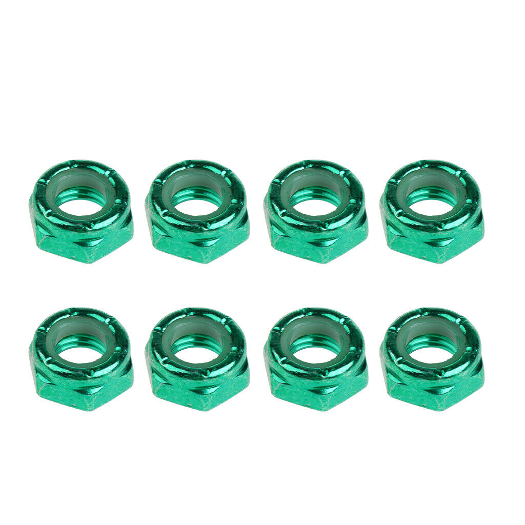 8pcs Replacement Skateboard Truck Axle Nuts Mounting Screws Hardware Set - Green