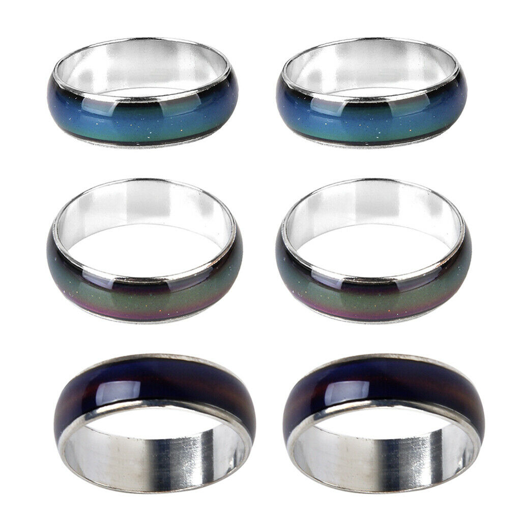 6pcs Popular Colour Changing Mood Ring Mixed Size 5-7 For Ladies/Child