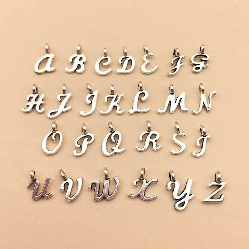 26Pc Charm Initial Letter A-Z Alphabet Pendant Fit DIY Bracelet Necklace Jewelry