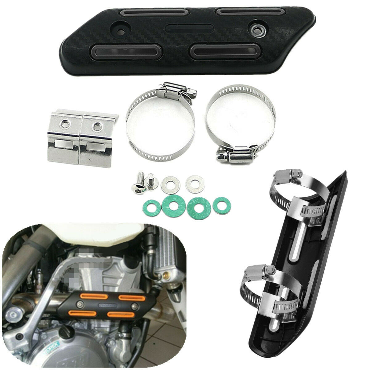 Carbon Fiber Style Motorcycle Exhaust Pipe Middle Section Heat Shield Protector