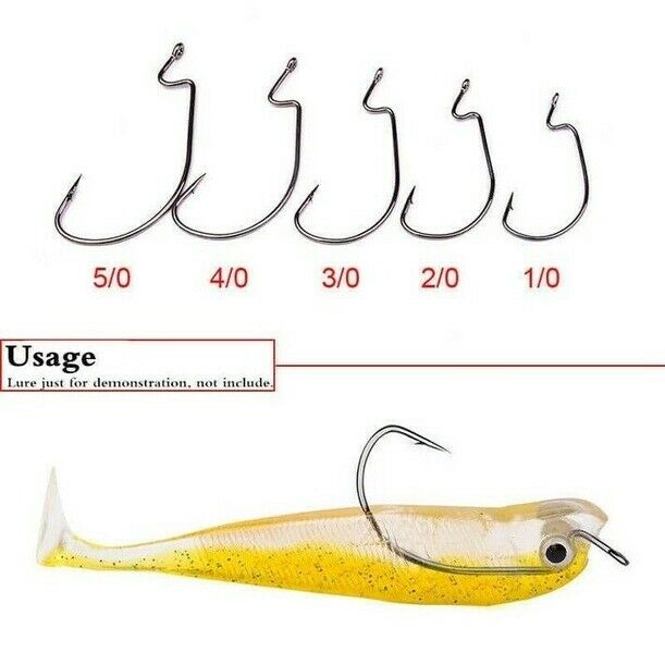 50/Box High Carbon Steel Fishing Hooks Mixed size Worm Hook Sharp Jigging Hookss