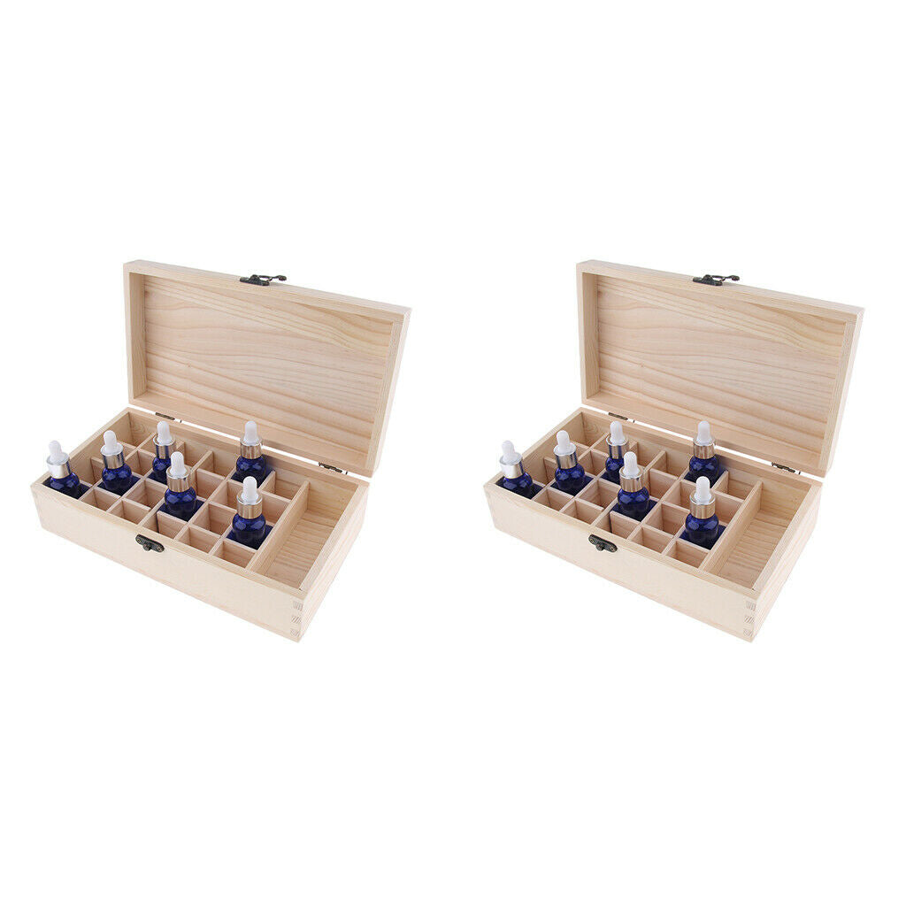 2x 25 Slot Wooden Essential Oils Storage Box Organizer for 15ml/ 100ml Oils