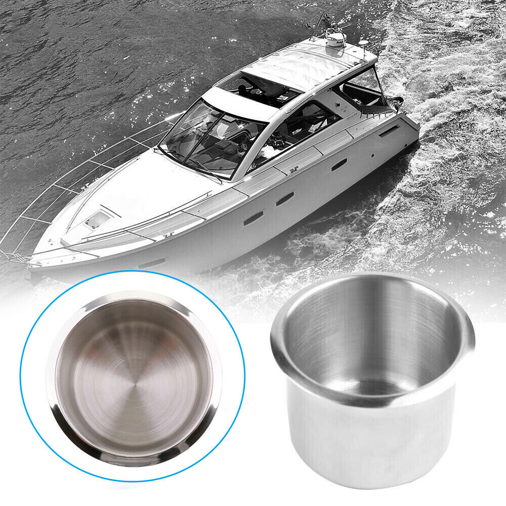 2Pcs Stainless Steel Set Recessed Cup Drink Holder For Marine Boat Camper Truck