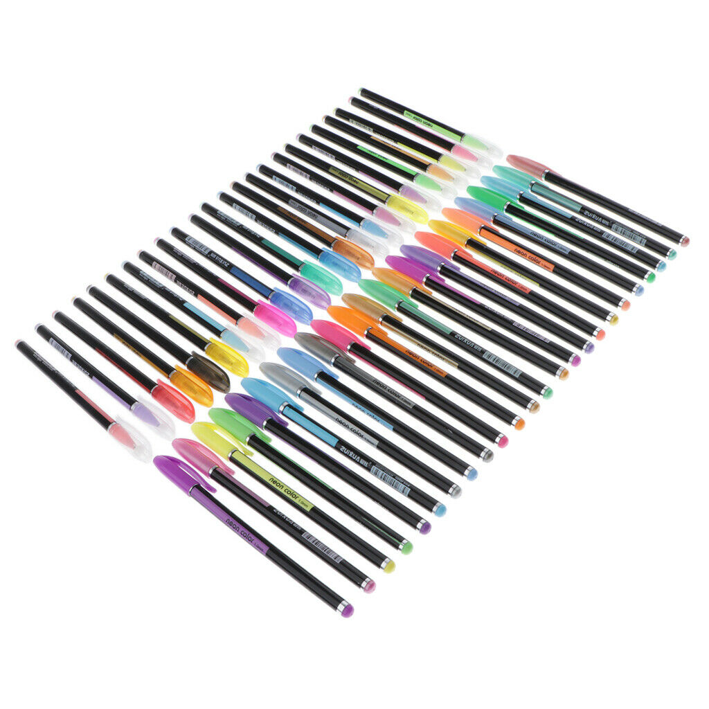48 Colors Markers Pens Glitter neon color Gel Pens Markers Fluorescent lights-up