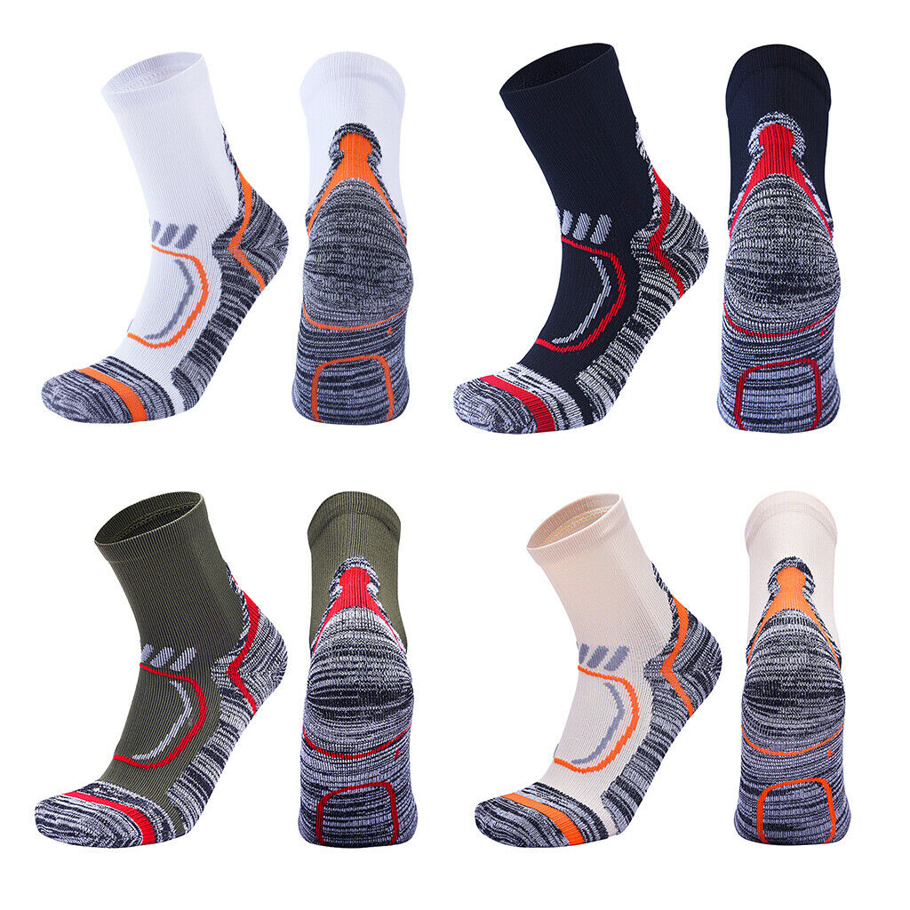 Women Men Winter Sports Hiking Socks Thermal Snow Ski Crew Sock White L